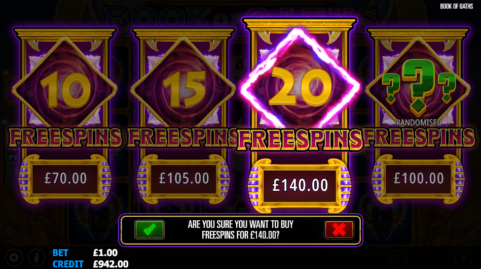 Book of Oaths free spins activation displaying 10 spins won alongside the dual symbol mechanic