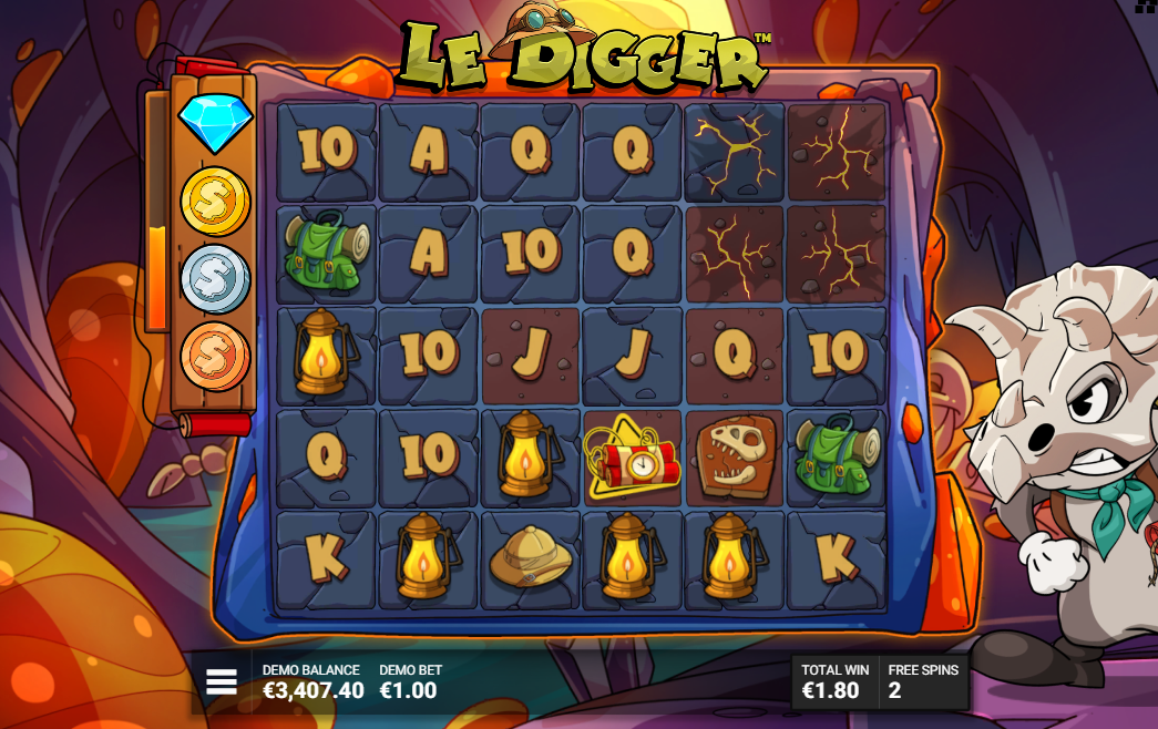 Dig It free spins in an amber cavern