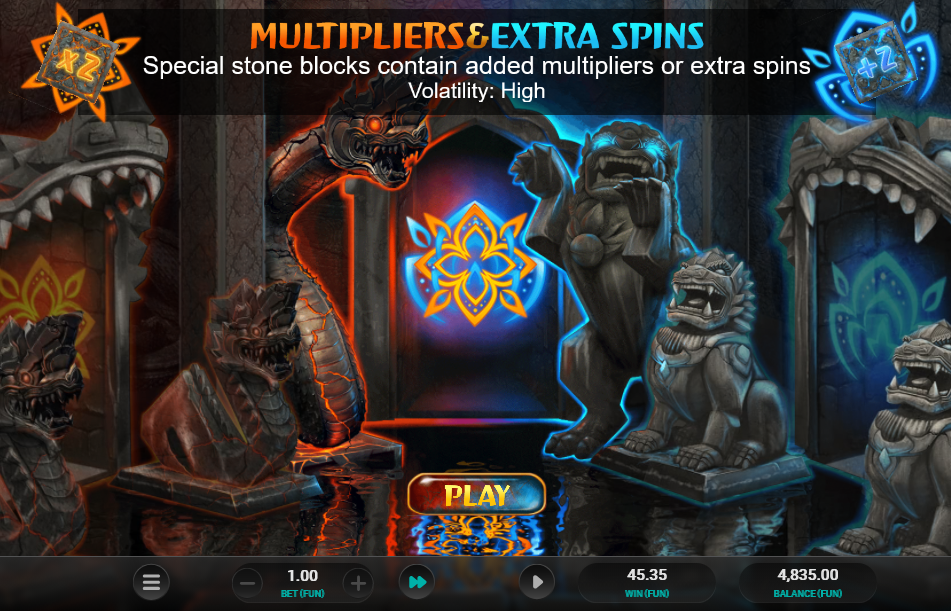 Temple Tumble Megaways free spins mode selection screen