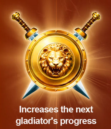 Gladiator Ways slot golden lion shield collectible symbol used to unlock bigger wilds
