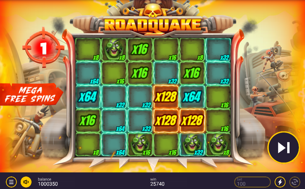 Roadquake Mega Free Spins grid