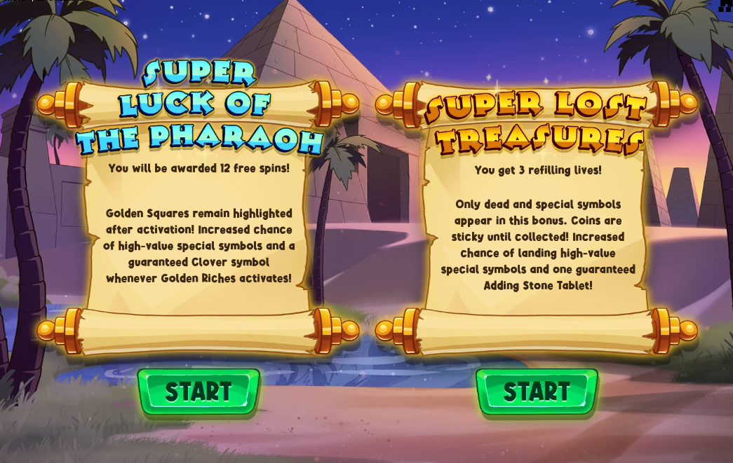 Le Pharaoh bonus choice screen