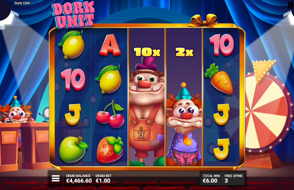 Dork Spins bonus with two expanded Dork Reels, a 10x Hefty Hector and a 2x Tiny Timmy
