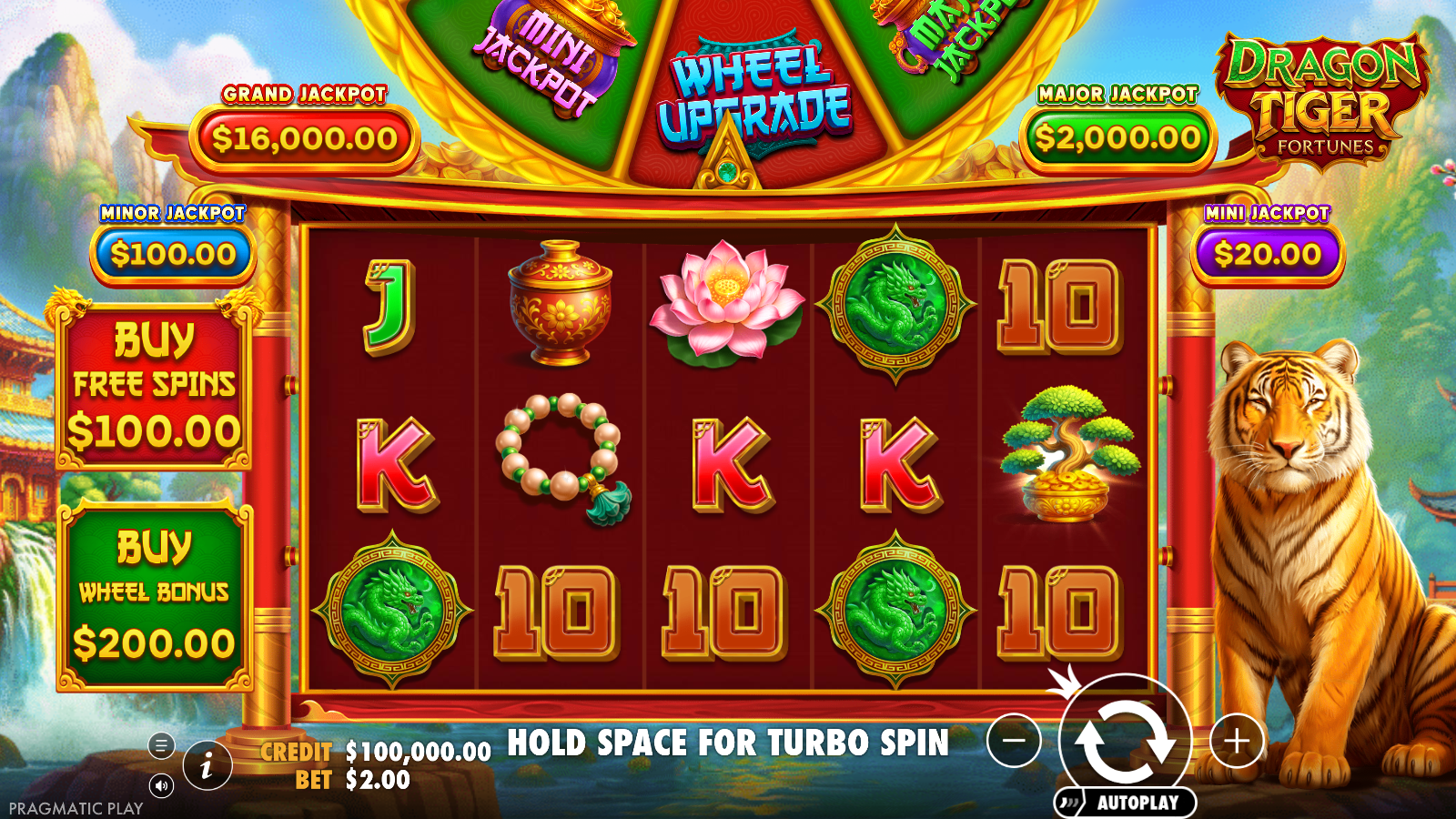 Dragon Tiger Fortunes slot base game