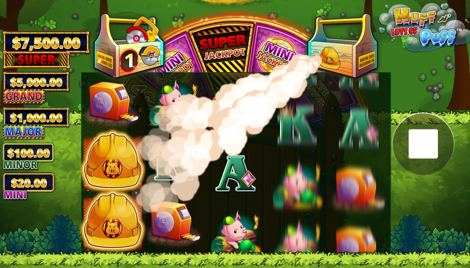 A winning symbol dissolving into dust toward the collection box above the reels