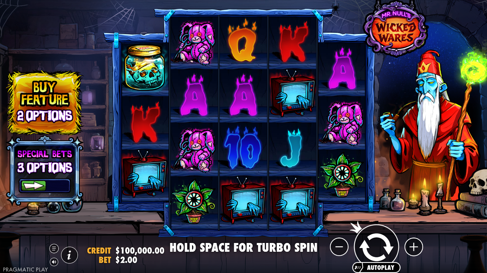 Mr Null's Wicked Wares slot base game