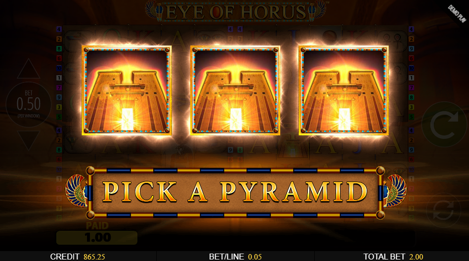 Three pyramids offered over a dimmed board