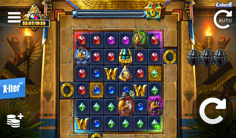 Pirots 5 grid mid-collection with wild symbols and a times two multiplier wild among the gems