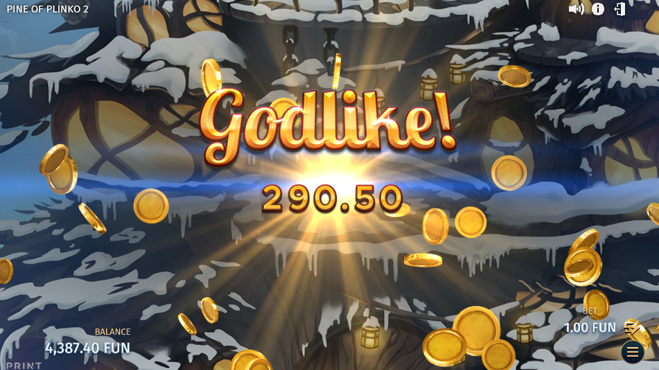 Pine of Plinko 2 Godlike bonus result