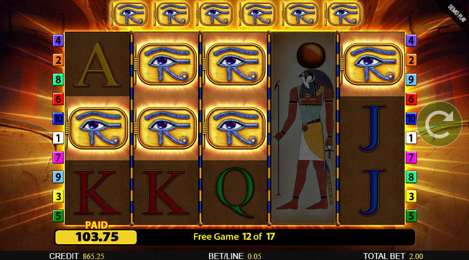 A single set of reels with six Eye tablets lit above it