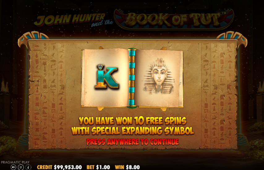The bonus intro screen choosing K as the special expanding symbol for the round