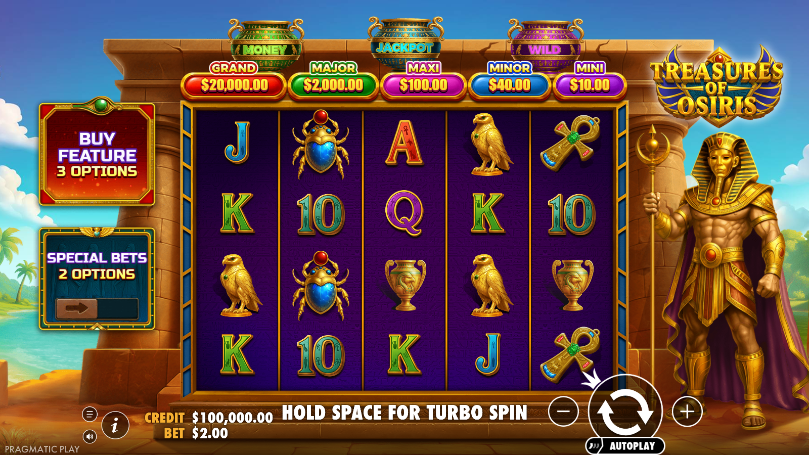 Treasures of Osiris slot base game