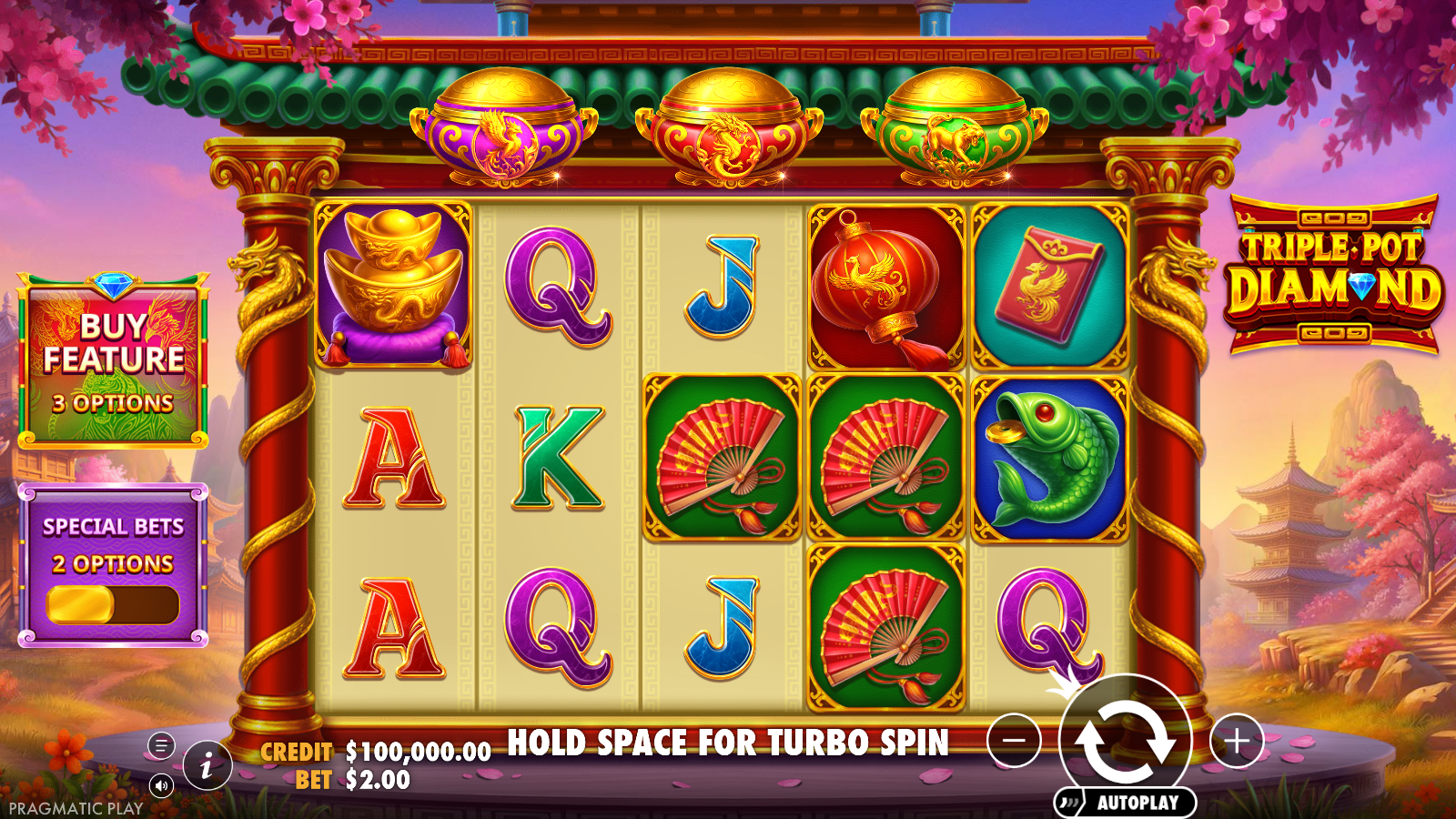 Triple Pot Diamond slot base game