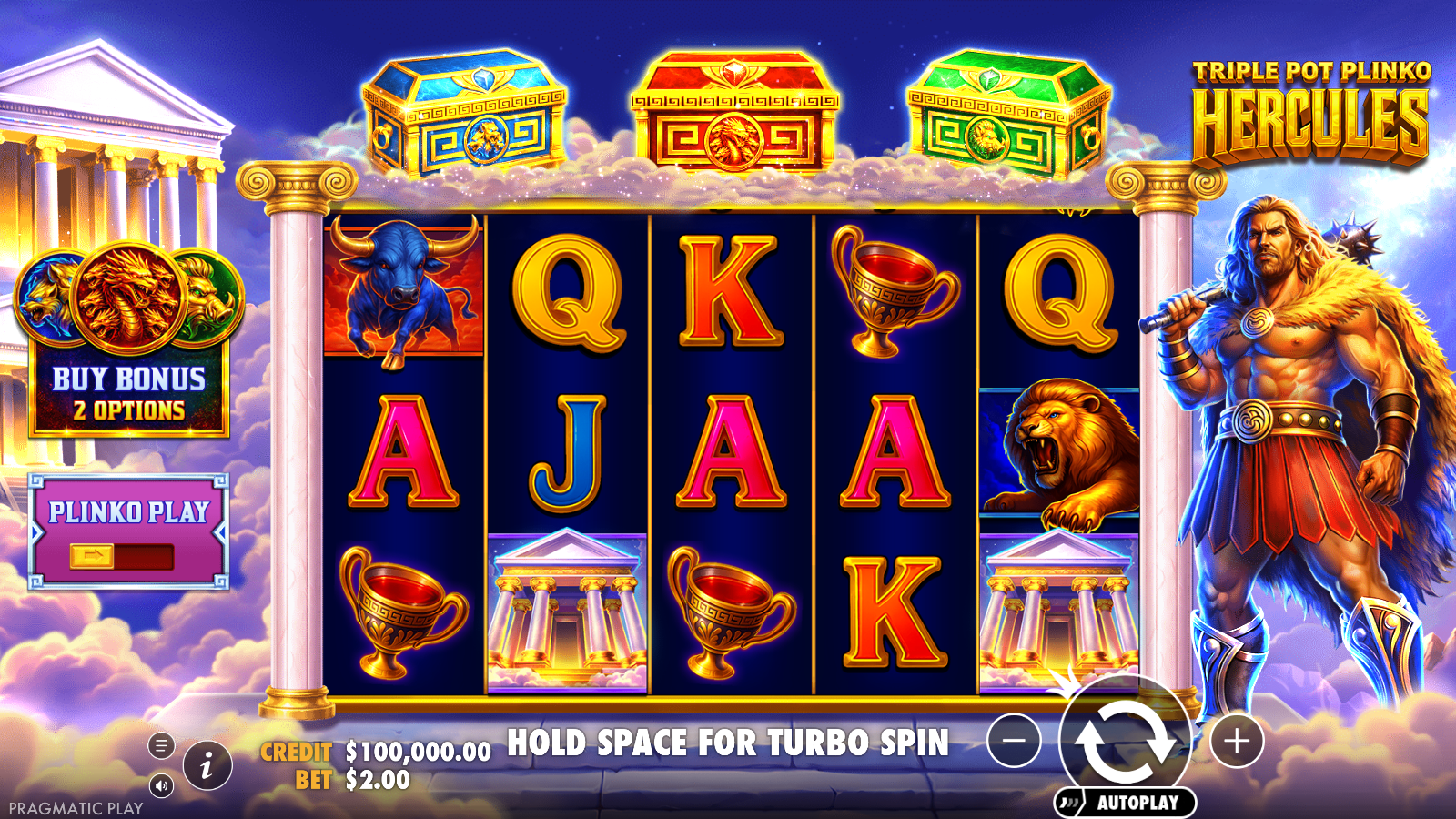 Triple Pot Plinko Hercules slot base game