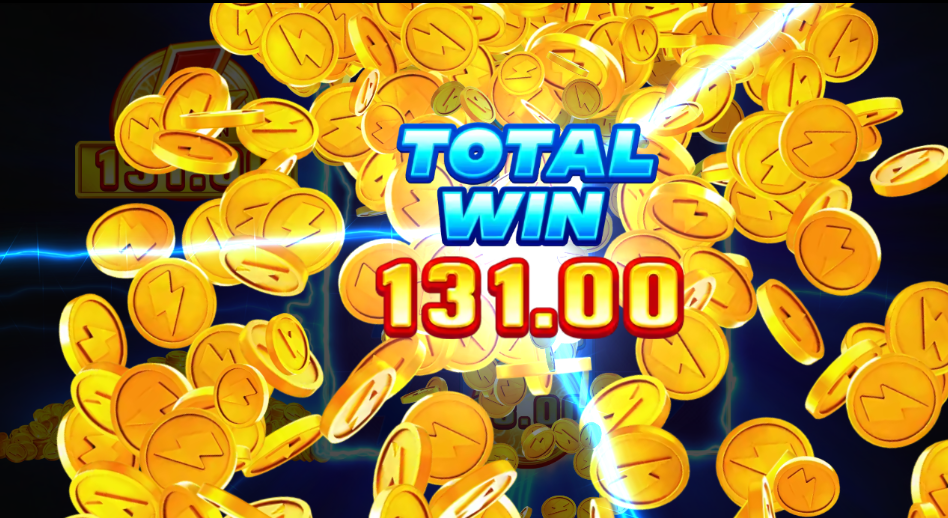 otal win screen reading 131.00 at the end of a Thunder Coins XXL Multicoin bonus round