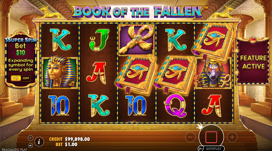 Three book wild symbols on the reels triggering the free spins