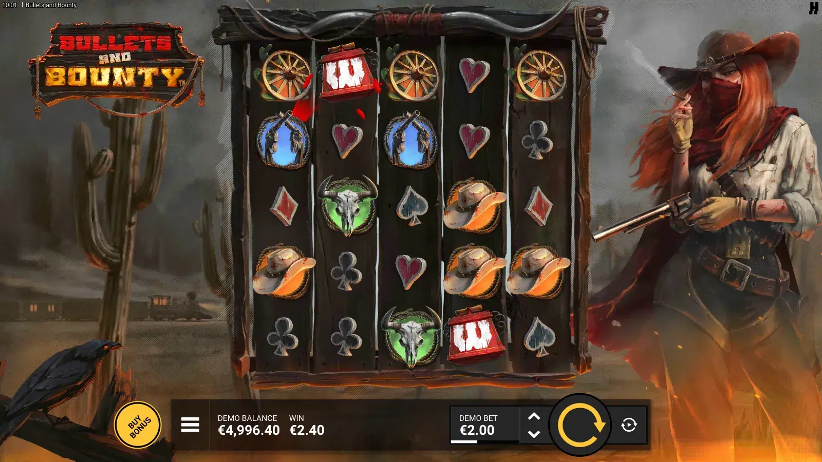 Bullets and Bounty reels with two dynamite-crate Wilds