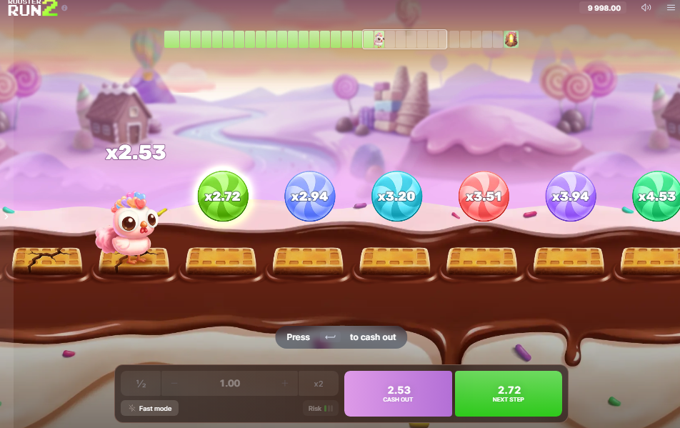 Mid-run with a rising row of lollipop multipliers over the biscuits