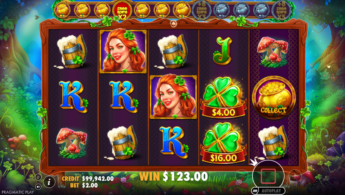 Clover Gold free spins with the collect trail running along the top.