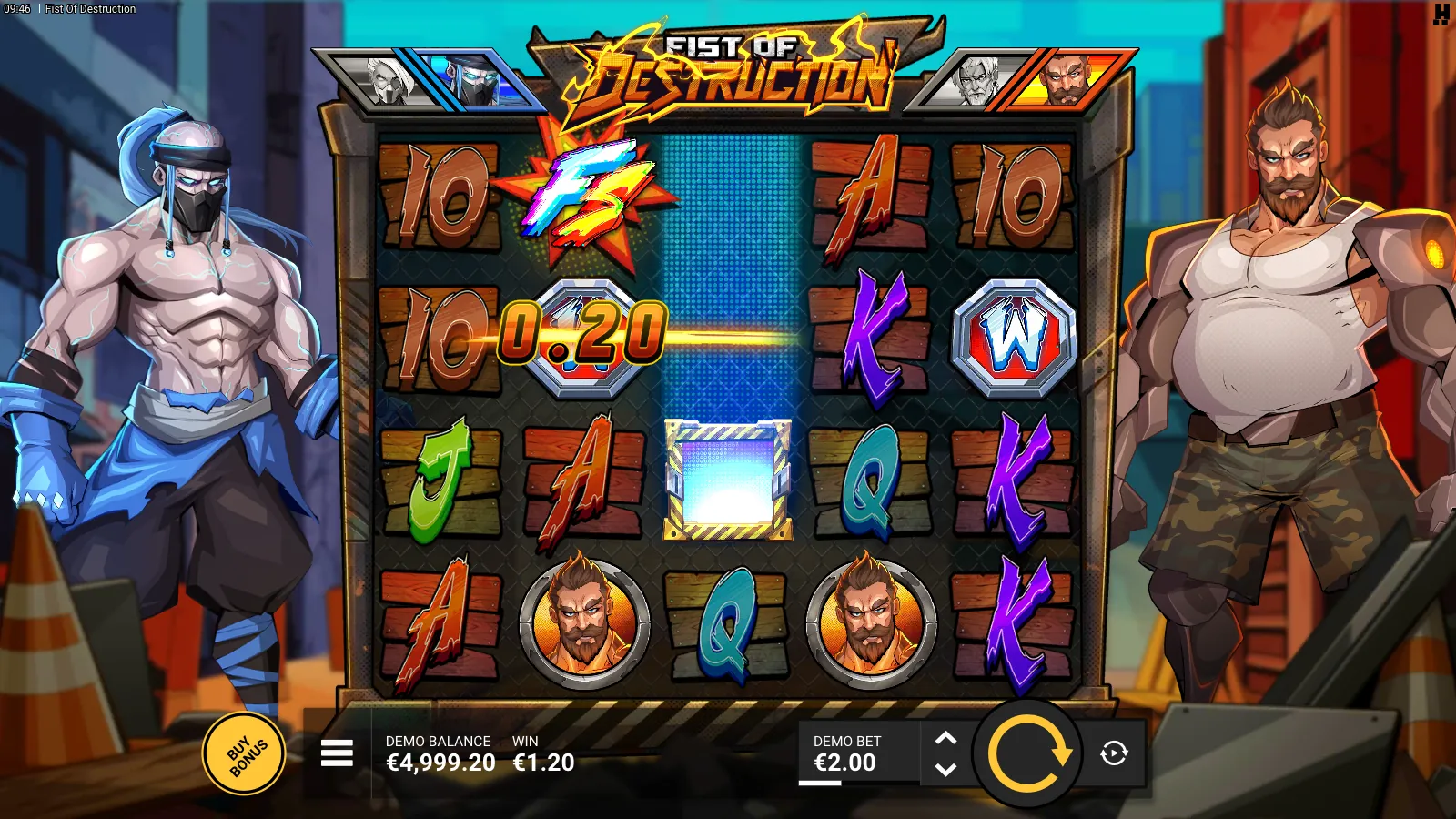 Fist of Destruction reels with a blue Fist Wild Reel on reel 3