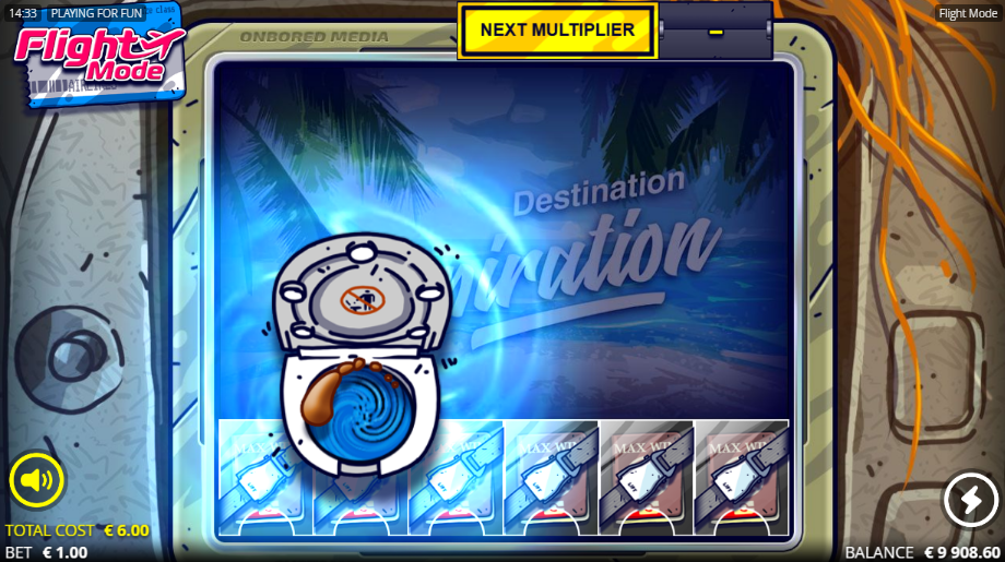 Flight Mode xHole activating, the board pulled into a swirling vortex themed as a plane toilet