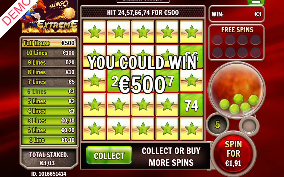 The grid nearly complete, four numbers left to hit for the €500 full house