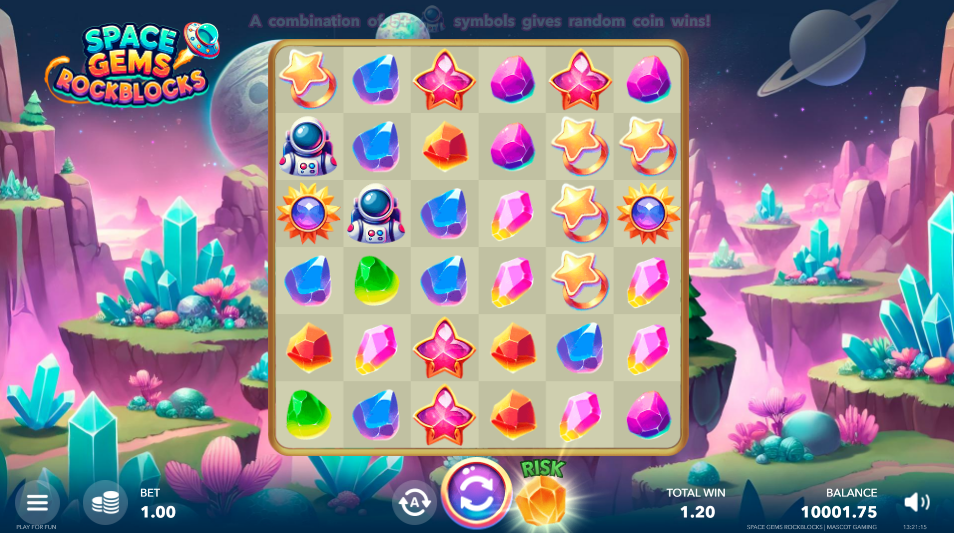 Gold Risk gem lit under the reels beside the spin control