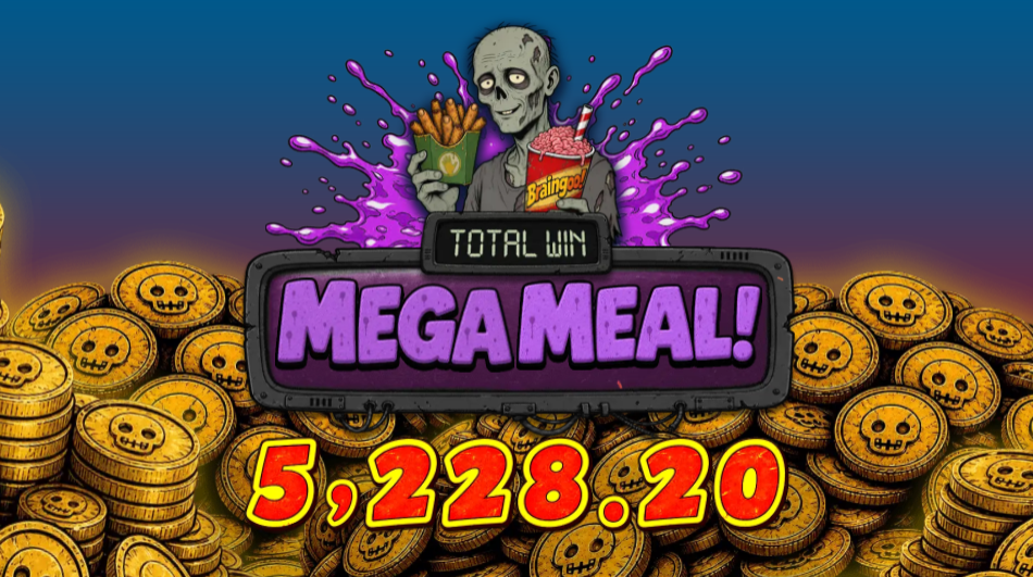 MEGA MEAL total win screen reading €5,228.20 at the end of the 12-spin premium bonus round.