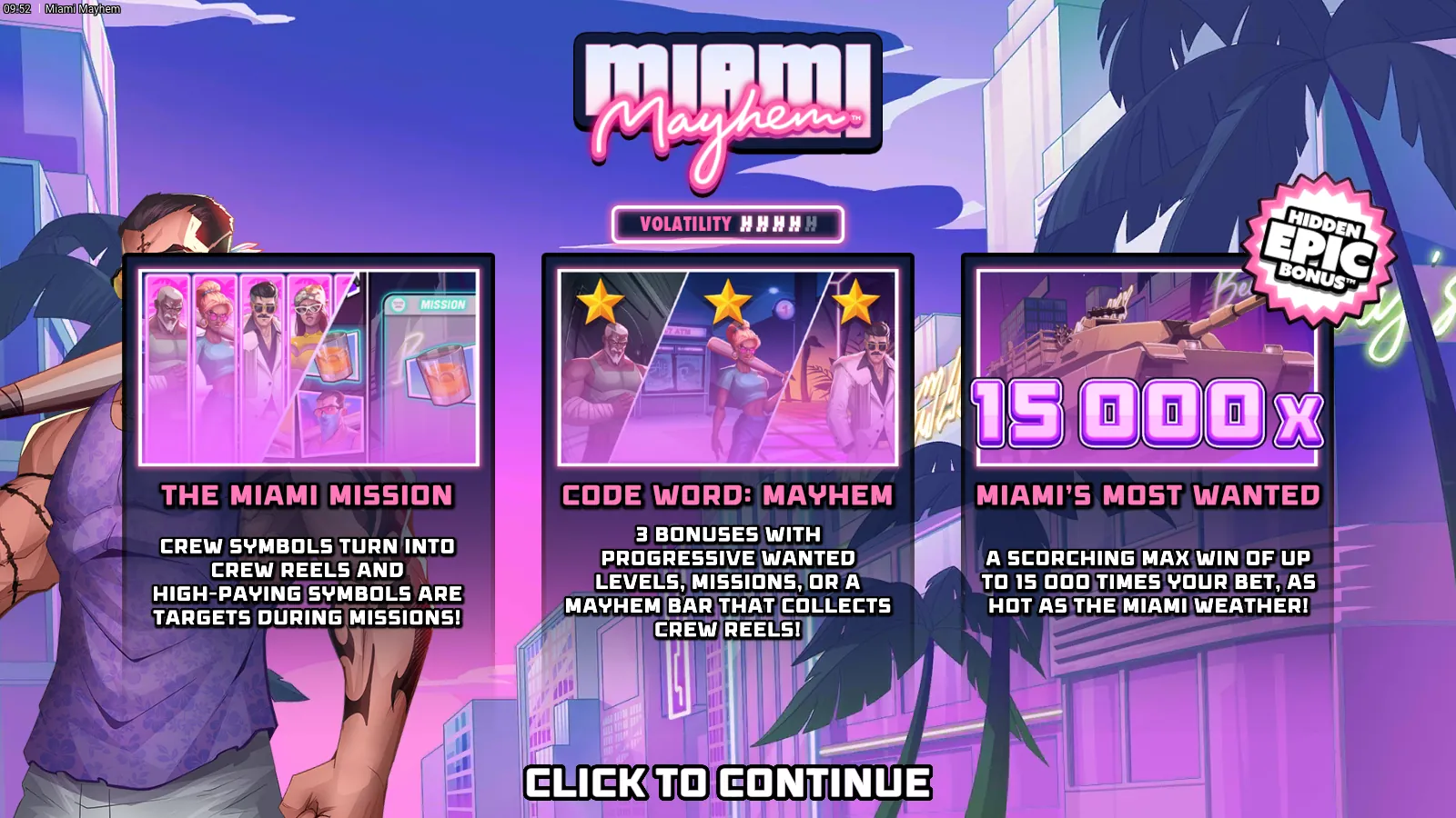 Miami Mayhem splash with three crew cards and a tank