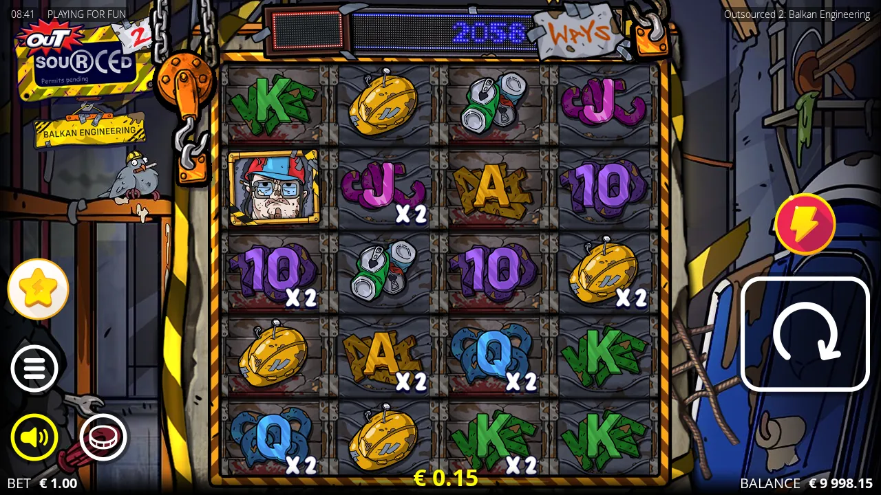 Outsourced 2 4x5 reels with seven x2 position multipliers and a 2,058 ways counter