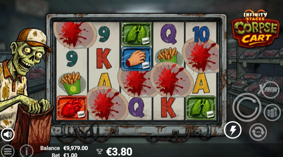 Winning symbols burst into red splashes across the reels as new symbols drop in to refill the gaps.