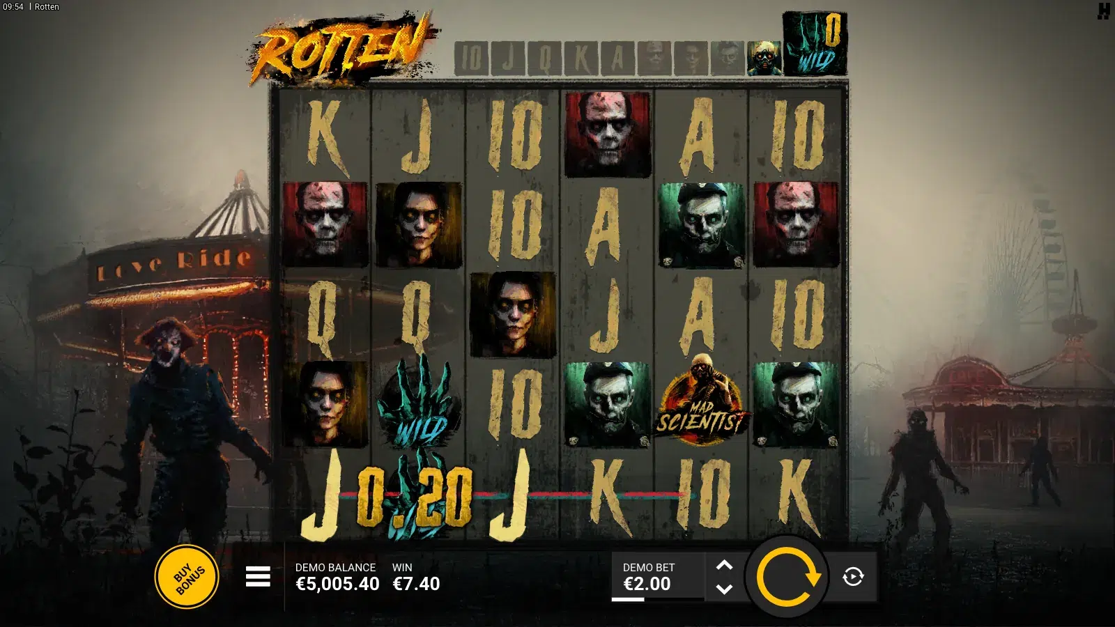 Rotten reels after a SwitchSpins round with the WILD panel lit