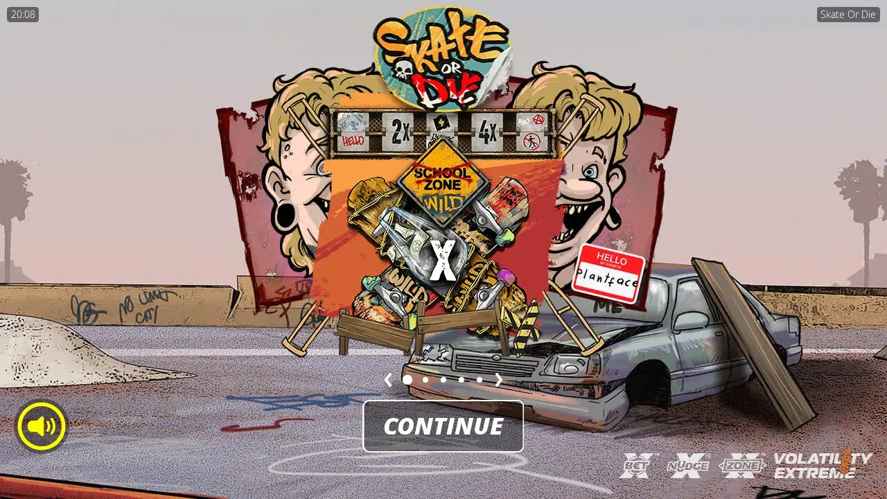 Skate or Die splash art with the School Zone xZone Wild and a 2x and 4x Extra Sauce Row