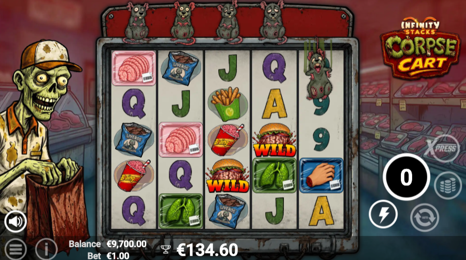 Four mice above the reels with a fifth sliding down reel 5