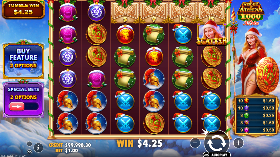 Wisdom of Athena 1000 Xmas with the top row partly unlocked