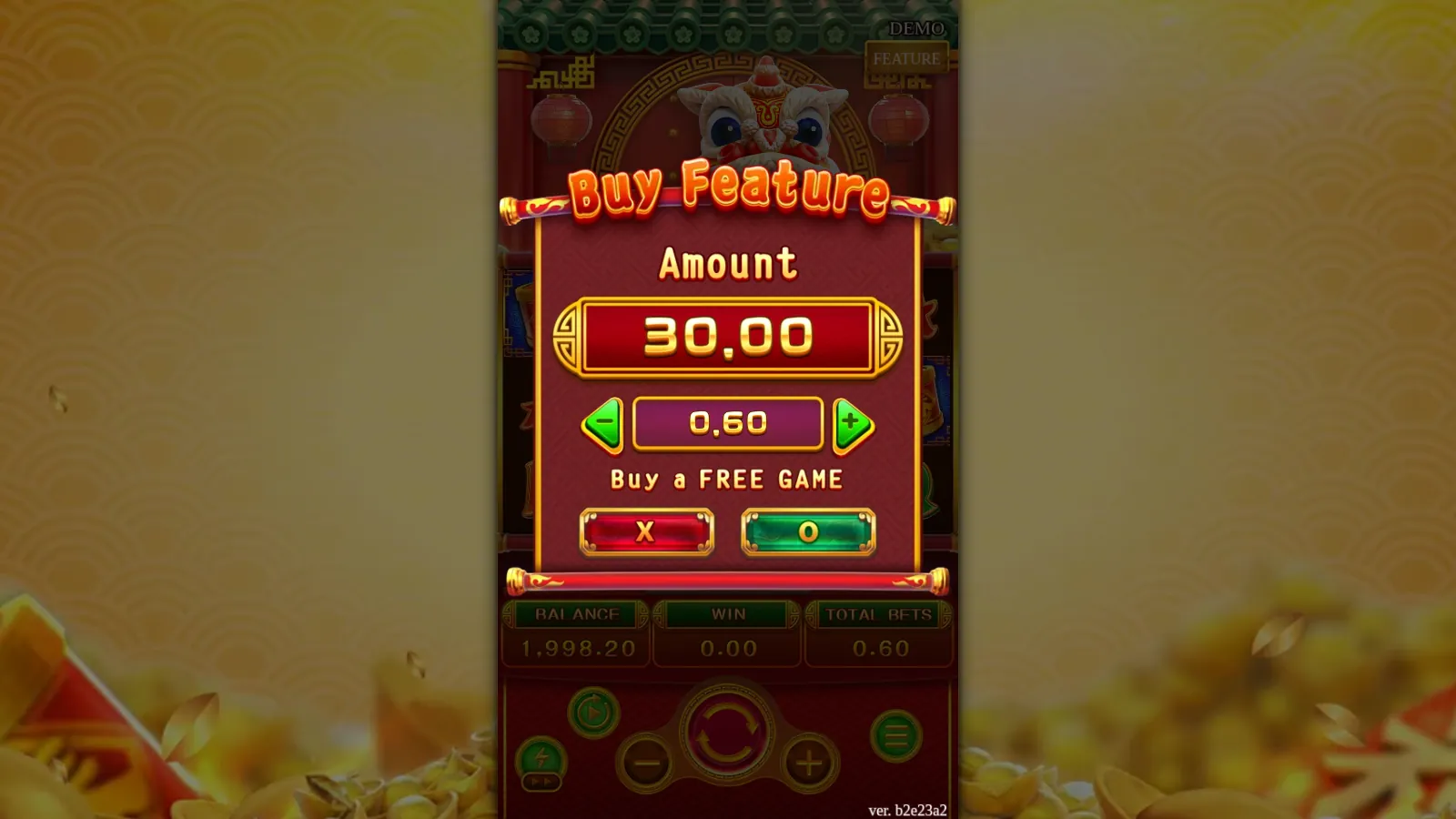 Chinese New Year Buy Feature panel pricing a FREE GAME at 50x