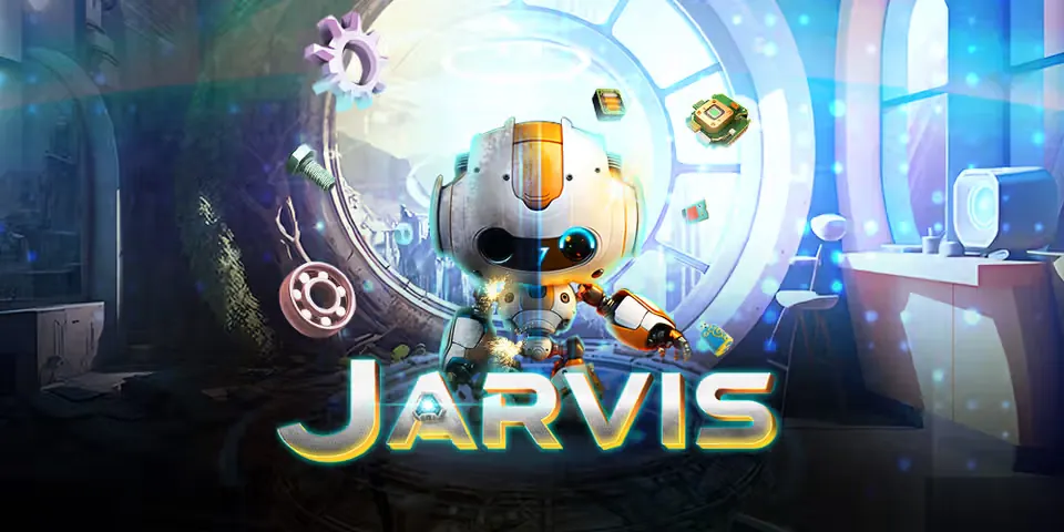 Robot and futuristic lab artwork for the Jarvis slot