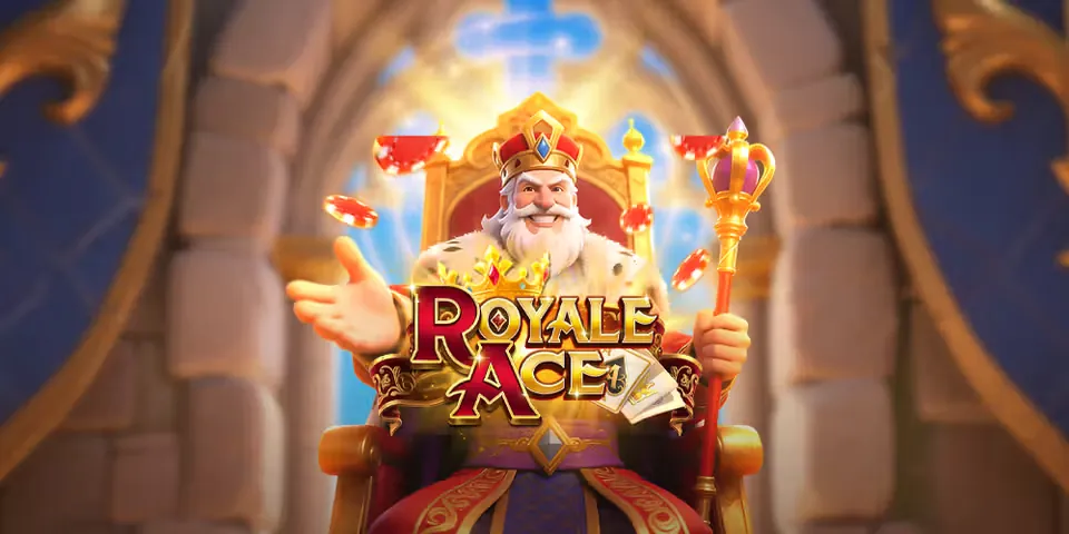Medieval casino scene on the Royal Ace banner