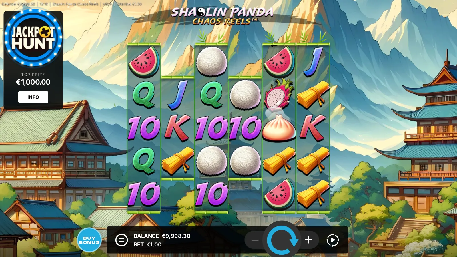 Shaolin Panda Chaos Reels with six reels of different heights