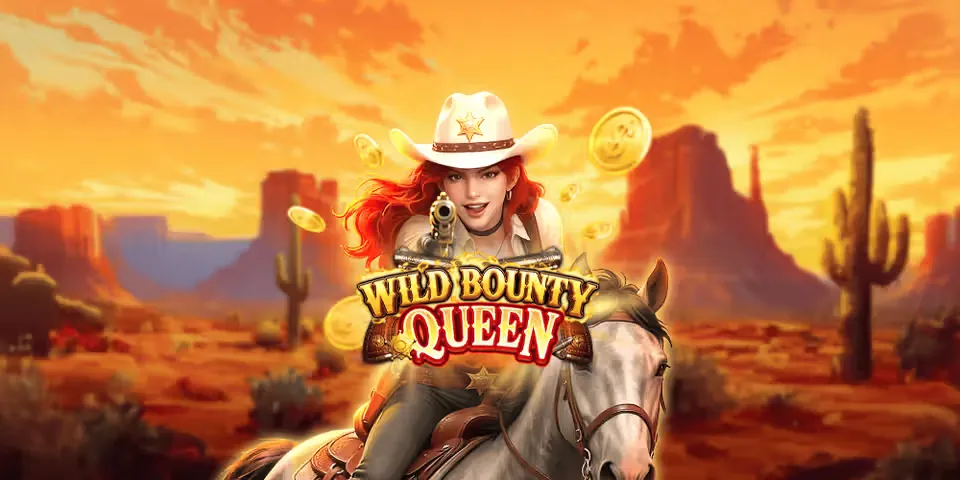 Wild West bounty hunter on the Wild Bounty Queen banner